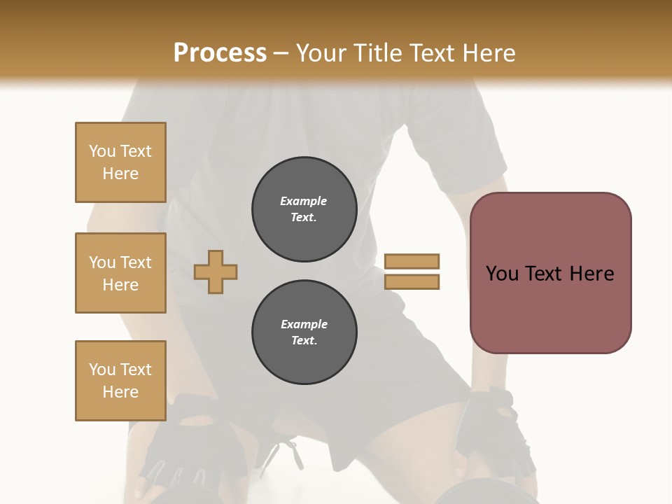 Young Man Preparing To Exercise With Dumbbells. Isolated On White Background, Front View. PowerPoint Template