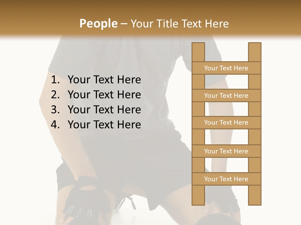 Young Man Preparing To Exercise With Dumbbells. Isolated On White Background, Front View. PowerPoint Template