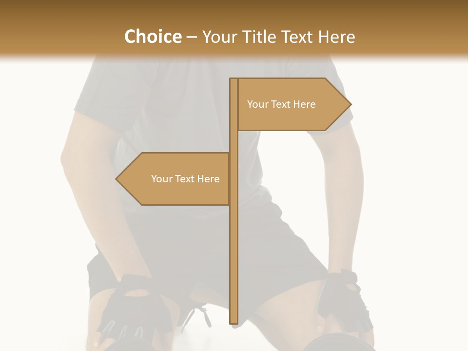 Young Man Preparing To Exercise With Dumbbells. Isolated On White Background, Front View. PowerPoint Template