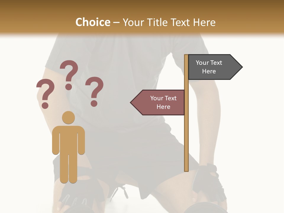 Young Man Preparing To Exercise With Dumbbells. Isolated On White Background, Front View. PowerPoint Template