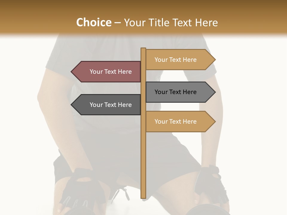 Young Man Preparing To Exercise With Dumbbells. Isolated On White Background, Front View. PowerPoint Template