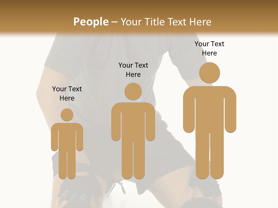 Young Man Preparing To Exercise With Dumbbells. Isolated On White Background, Front View. PowerPoint Template