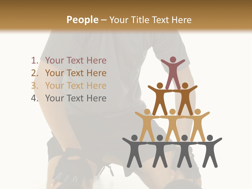 Young Man Preparing To Exercise With Dumbbells. Isolated On White Background, Front View. PowerPoint Template