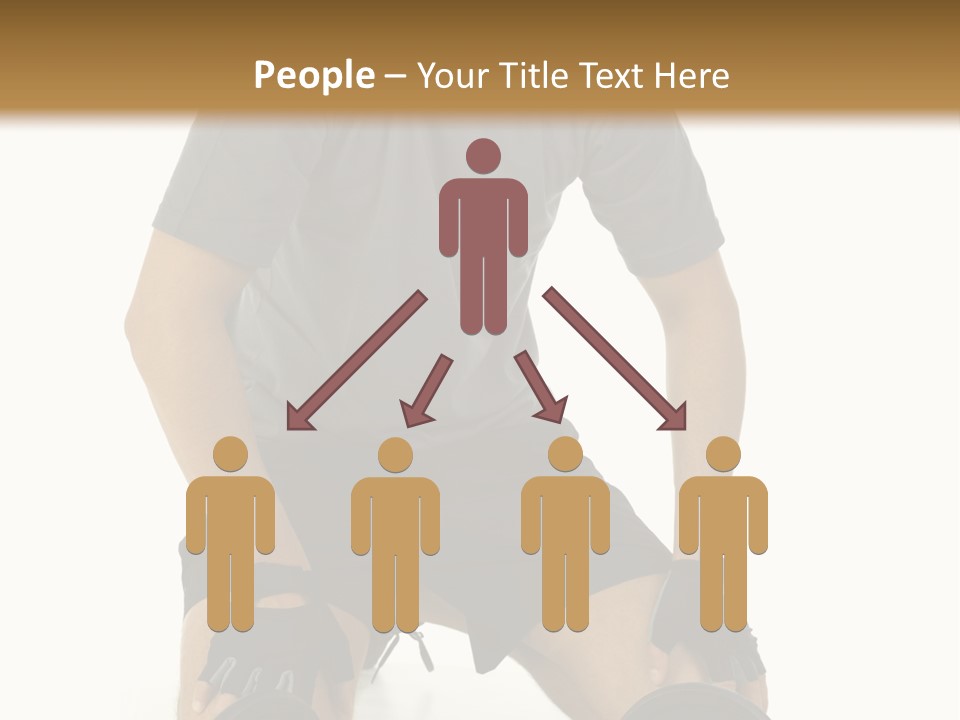 Young Man Preparing To Exercise With Dumbbells. Isolated On White Background, Front View. PowerPoint Template