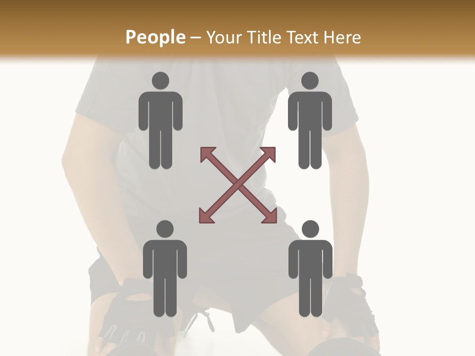 Young Man Preparing To Exercise With Dumbbells. Isolated On White Background, Front View. PowerPoint Template