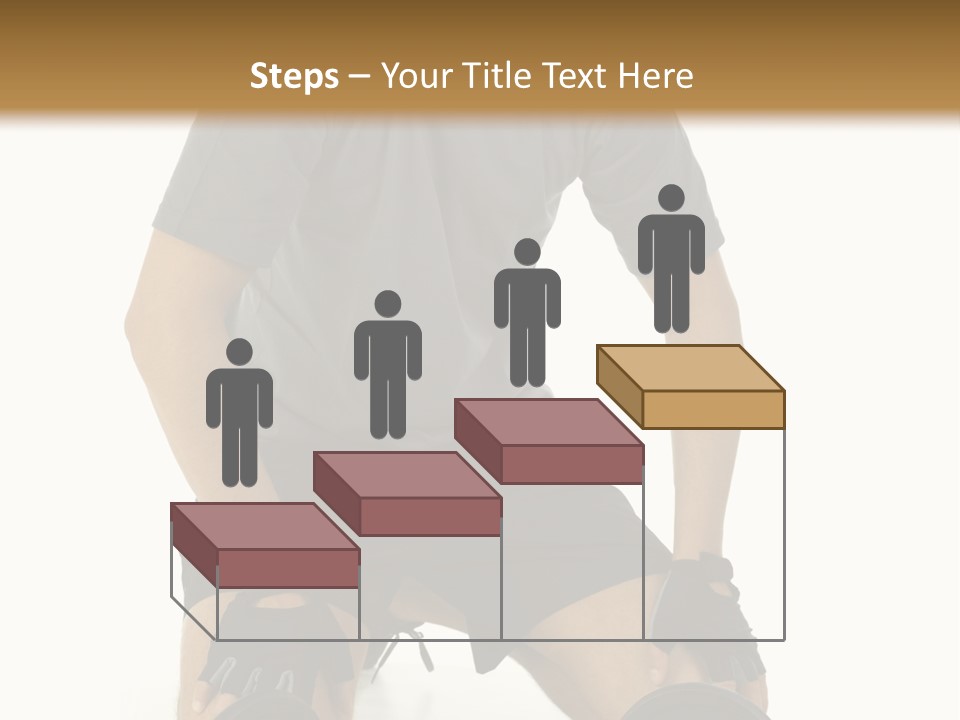 Young Man Preparing To Exercise With Dumbbells. Isolated On White Background, Front View. PowerPoint Template