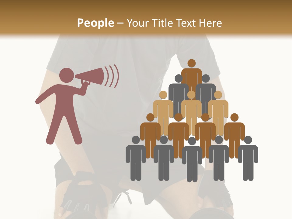 Young Man Preparing To Exercise With Dumbbells. Isolated On White Background, Front View. PowerPoint Template