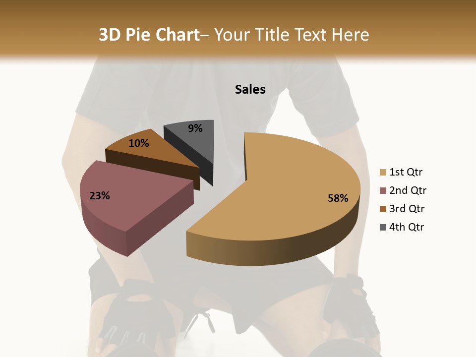 Young Man Preparing To Exercise With Dumbbells. Isolated On White Background, Front View. PowerPoint Template