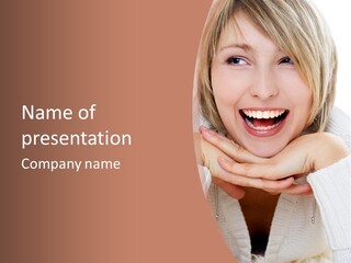 Smiling Woman Isolated On White Background PowerPoint Template