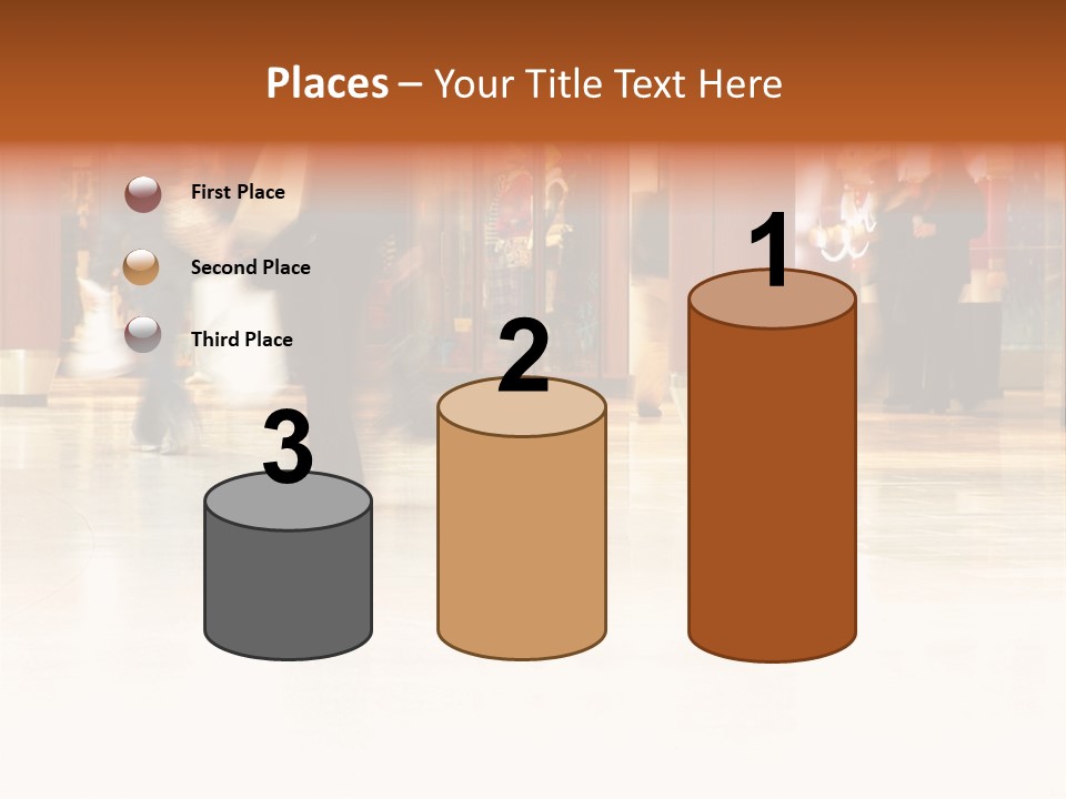 People Shopping Inside A Mall (Focus Is More On The Front Areas & Sharpness Is A Little Off To Highlight Motion & Obscure Logos/Faces, Photo Composition Allows You To Add Text & Other Contents Easily) PowerPoint Template