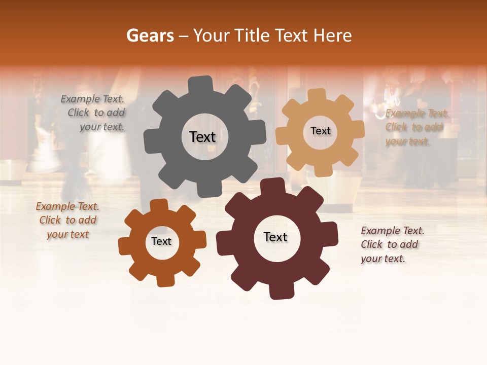 People Shopping Inside A Mall (Focus Is More On The Front Areas & Sharpness Is A Little Off To Highlight Motion & Obscure Logos/Faces, Photo Composition Allows You To Add Text & Other Contents Easily) PowerPoint Template