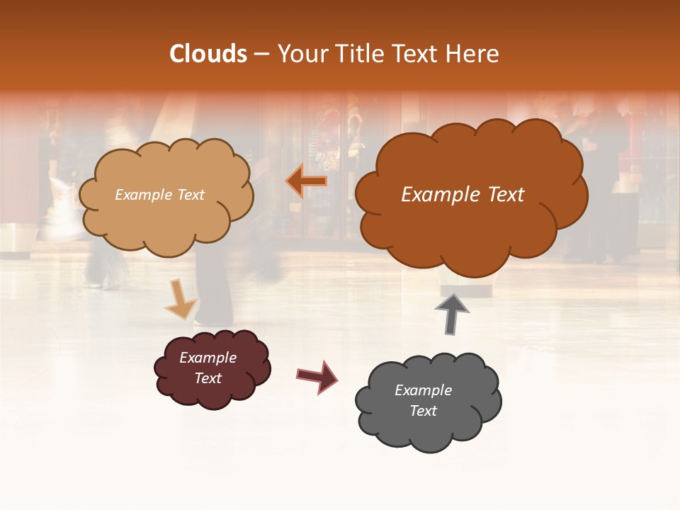 People Shopping Inside A Mall (Focus Is More On The Front Areas & Sharpness Is A Little Off To Highlight Motion & Obscure Logos/Faces, Photo Composition Allows You To Add Text & Other Contents Easily) PowerPoint Template