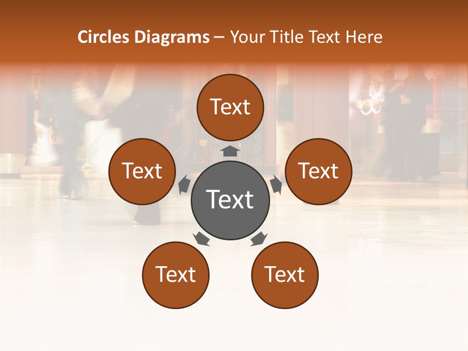 People Shopping Inside A Mall (Focus Is More On The Front Areas & Sharpness Is A Little Off To Highlight Motion & Obscure Logos/Faces, Photo Composition Allows You To Add Text & Other Contents Easily) PowerPoint Template