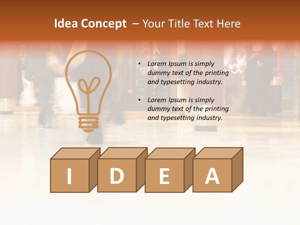 People Shopping Inside A Mall (Focus Is More On The Front Areas & Sharpness Is A Little Off To Highlight Motion & Obscure Logos/Faces, Photo Composition Allows You To Add Text & Other Contents Easily) PowerPoint Template