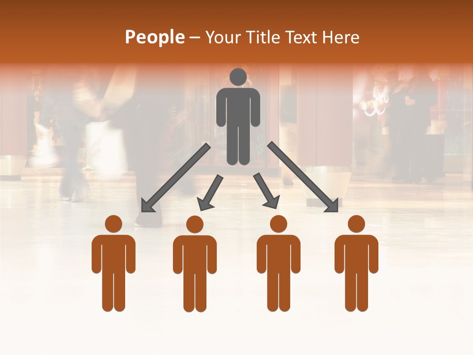 People Shopping Inside A Mall (Focus Is More On The Front Areas & Sharpness Is A Little Off To Highlight Motion & Obscure Logos/Faces, Photo Composition Allows You To Add Text & Other Contents Easily) PowerPoint Template