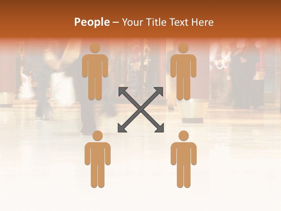 People Shopping Inside A Mall (Focus Is More On The Front Areas & Sharpness Is A Little Off To Highlight Motion & Obscure Logos/Faces, Photo Composition Allows You To Add Text & Other Contents Easily) PowerPoint Template