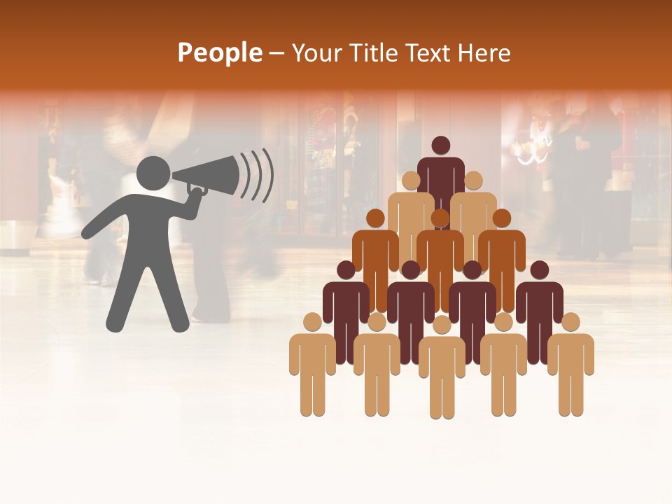 People Shopping Inside A Mall (Focus Is More On The Front Areas & Sharpness Is A Little Off To Highlight Motion & Obscure Logos/Faces, Photo Composition Allows You To Add Text & Other Contents Easily) PowerPoint Template