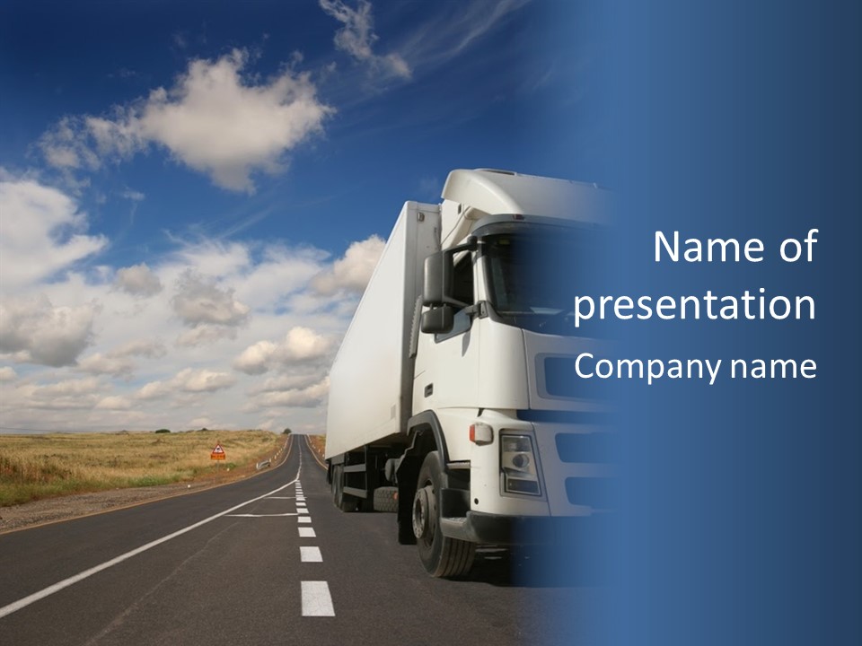 The Lorry On A Road PowerPoint Template