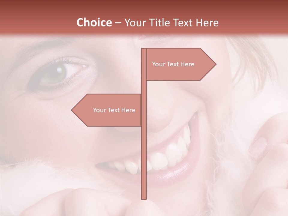 Closeup Of Young Beautiful Girl, Wearing Wool Winter Hat And Scarf PowerPoint Template