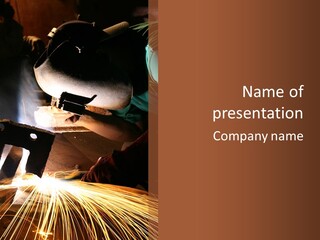 A Person Working On A Piece Of Metal With Sparks PowerPoint Template