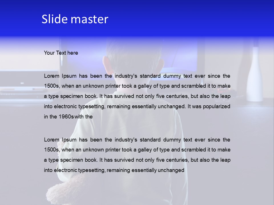 Watching Tv With Sweet Teddy Bear PowerPoint Template