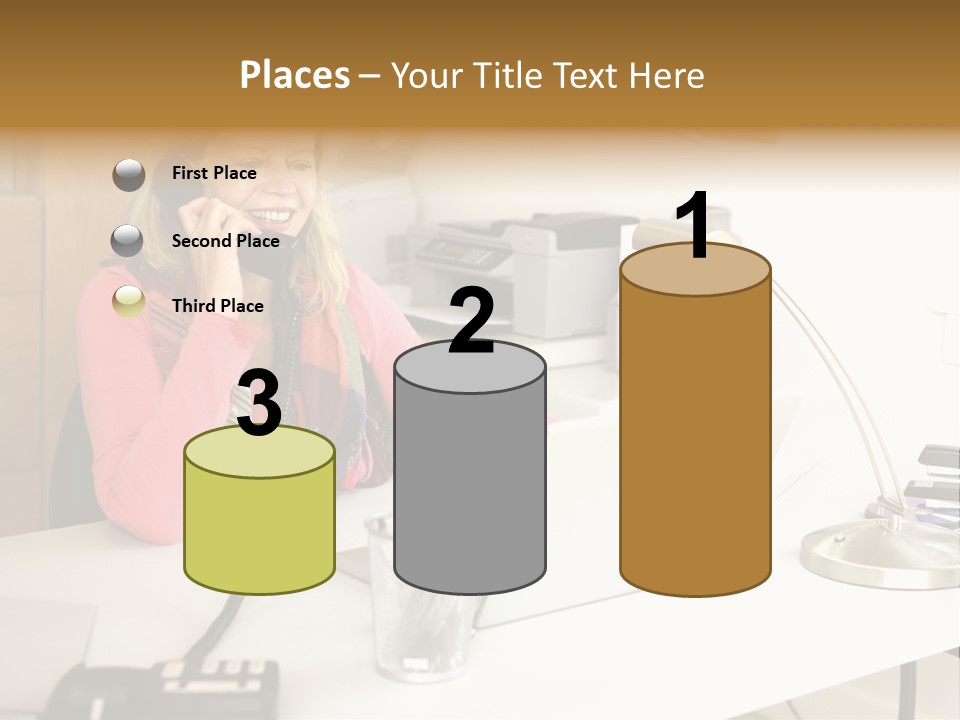 Woman In Home Office On Phone PowerPoint Template