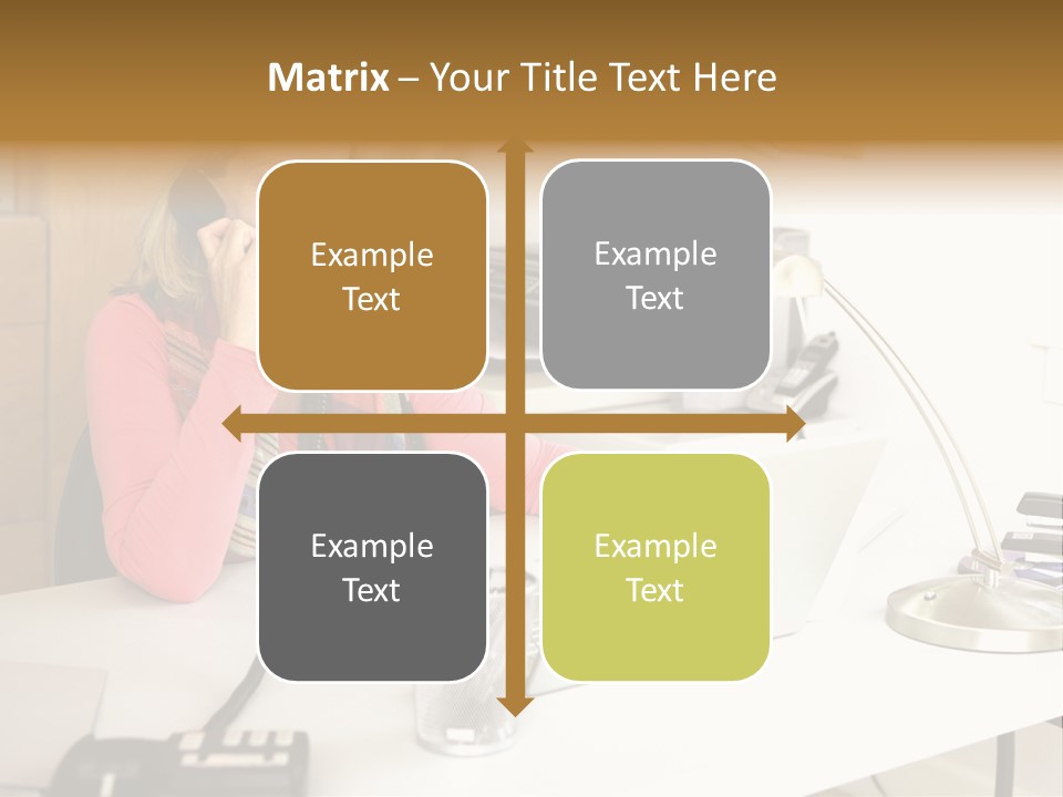 Woman In Home Office On Phone PowerPoint Template