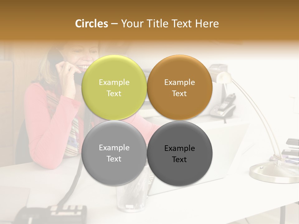 Woman In Home Office On Phone PowerPoint Template