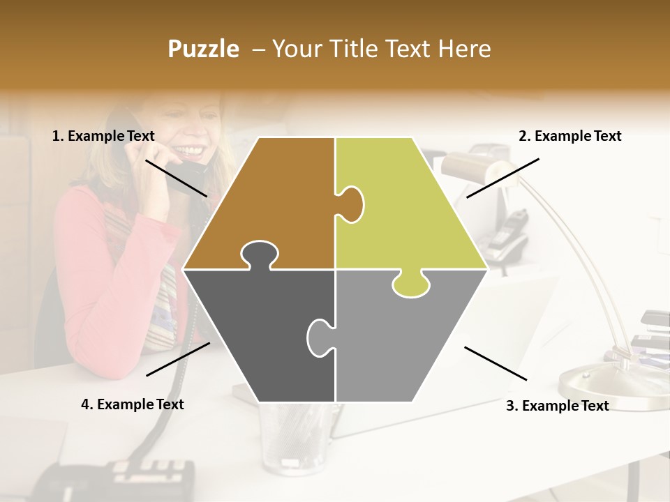 Woman In Home Office On Phone PowerPoint Template