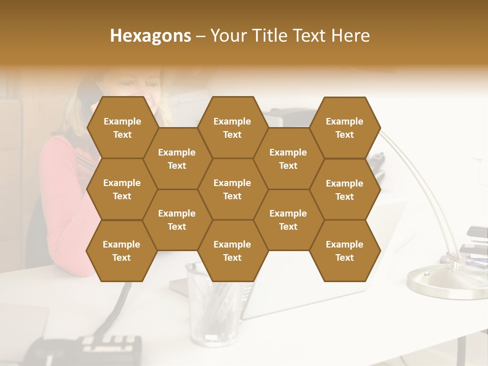 Woman In Home Office On Phone PowerPoint Template