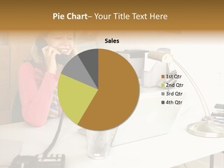 Woman In Home Office On Phone PowerPoint Template