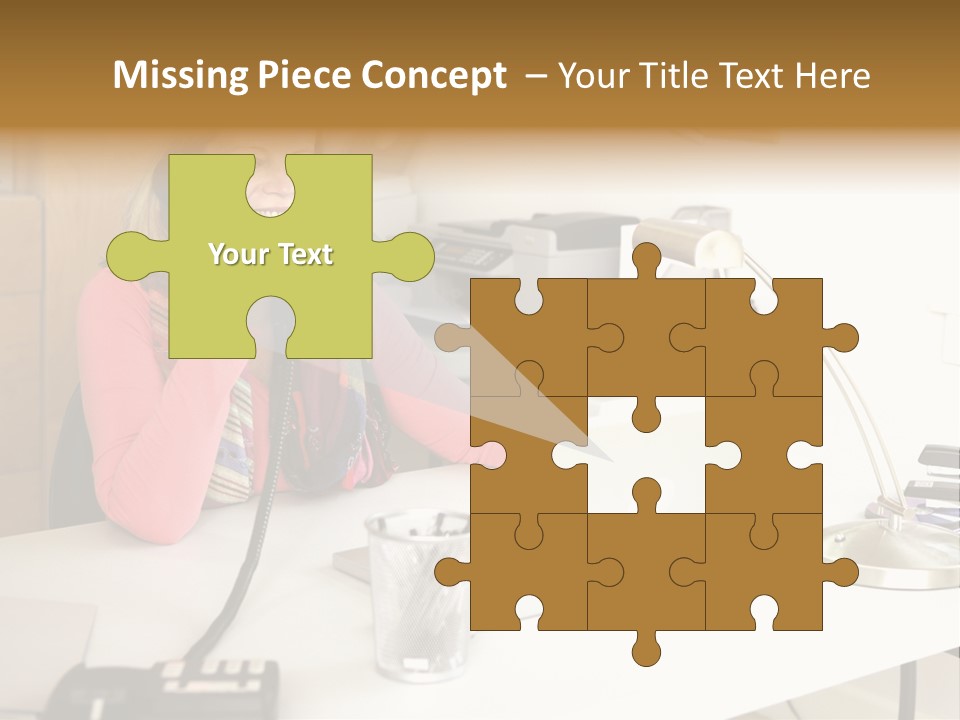 Woman In Home Office On Phone PowerPoint Template