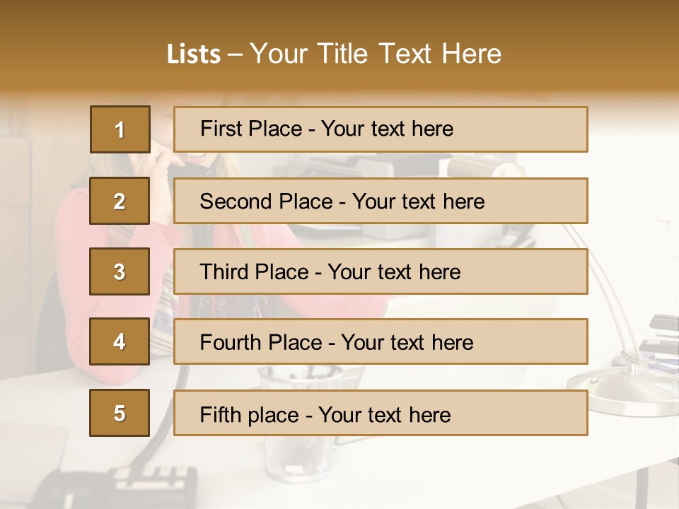 Woman In Home Office On Phone PowerPoint Template