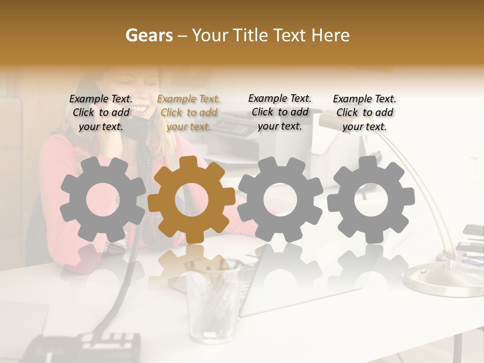 Woman In Home Office On Phone PowerPoint Template