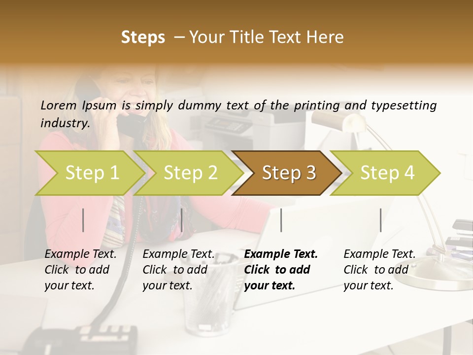 Woman In Home Office On Phone PowerPoint Template