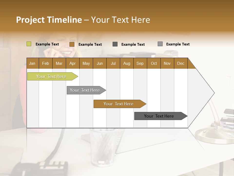 Woman In Home Office On Phone PowerPoint Template
