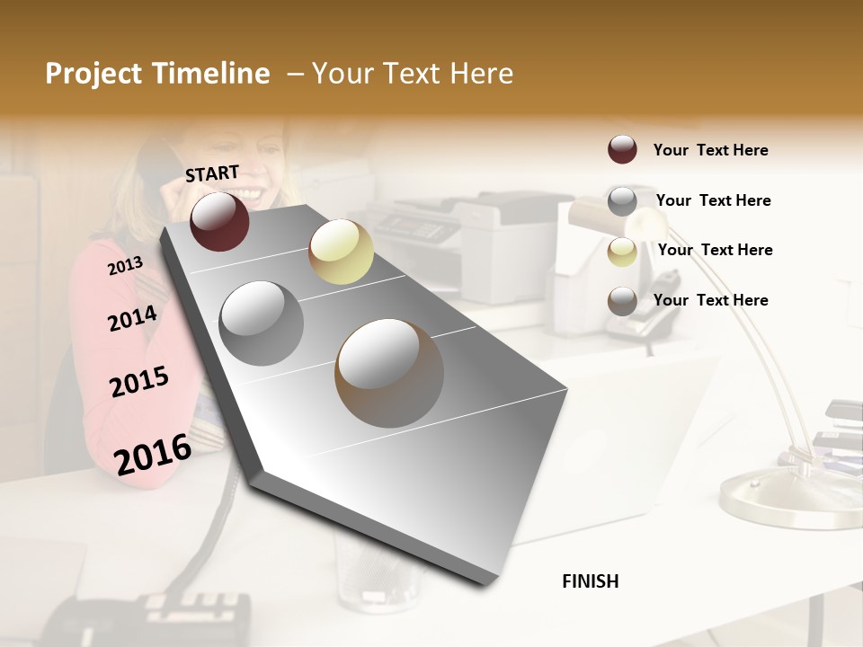 Woman In Home Office On Phone PowerPoint Template