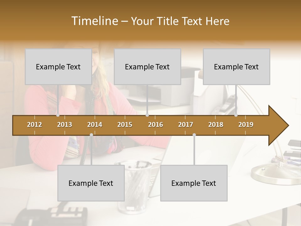 Woman In Home Office On Phone PowerPoint Template