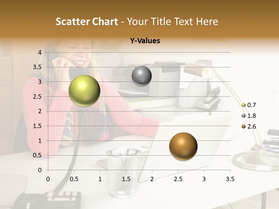 Woman In Home Office On Phone PowerPoint Template