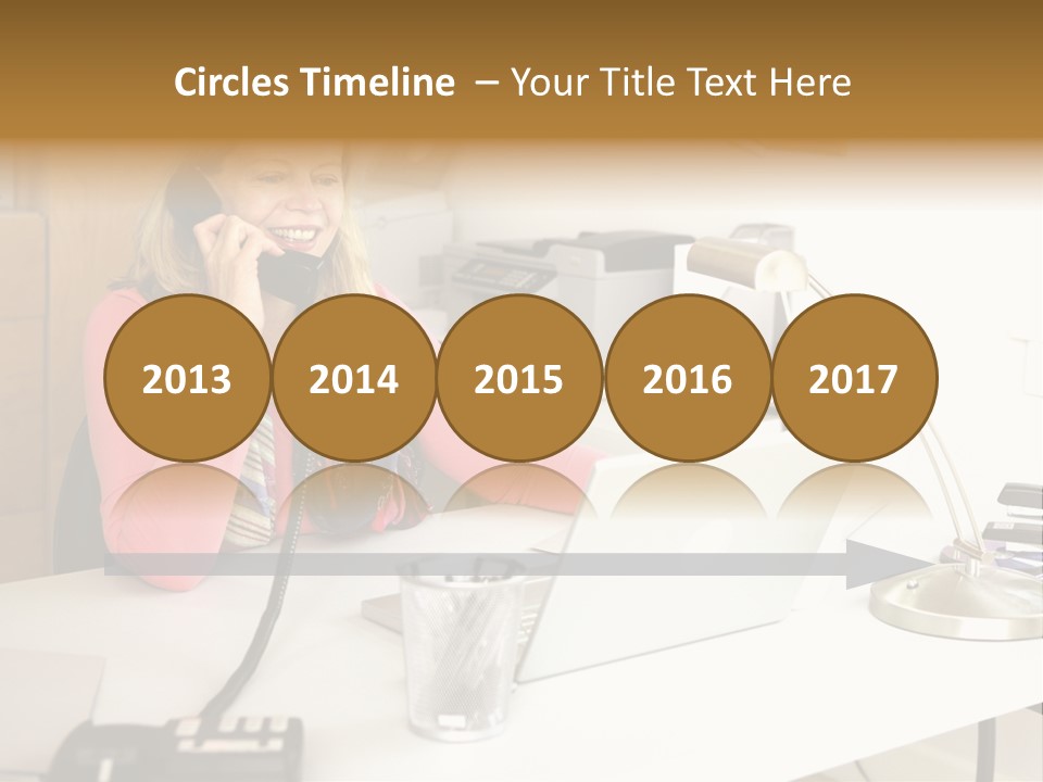 Woman In Home Office On Phone PowerPoint Template