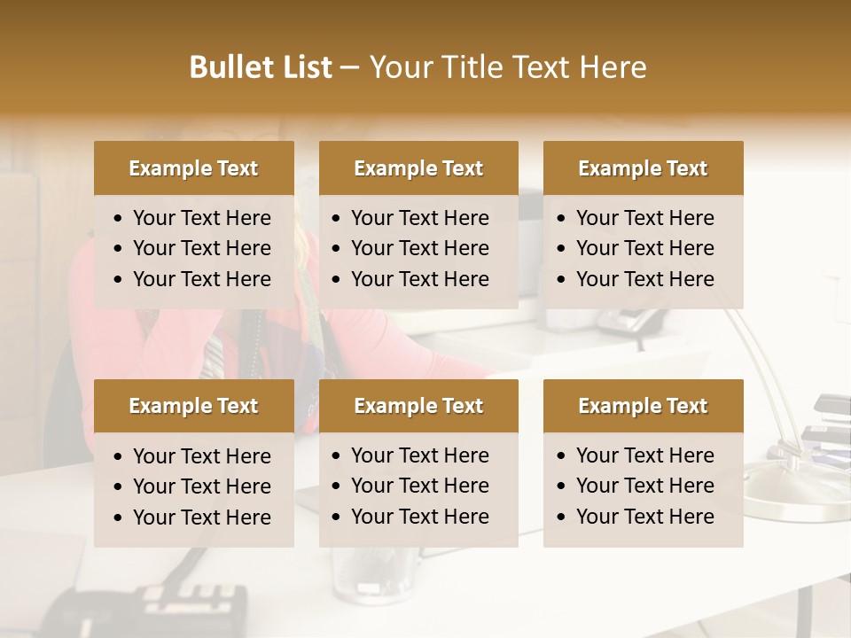 Woman In Home Office On Phone PowerPoint Template