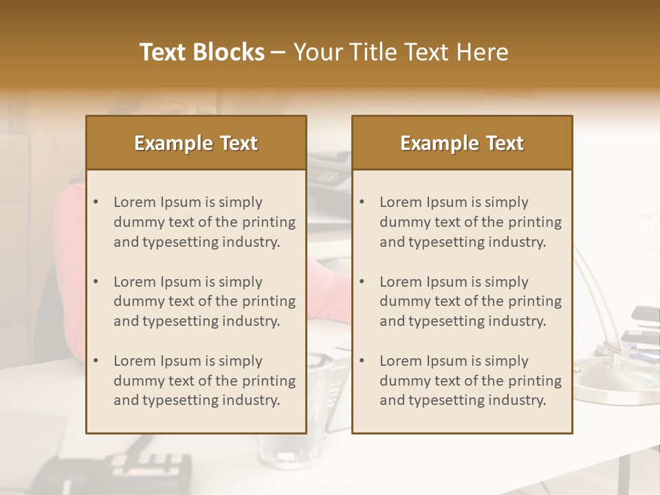 Woman In Home Office On Phone PowerPoint Template