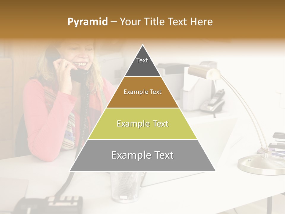 Woman In Home Office On Phone PowerPoint Template