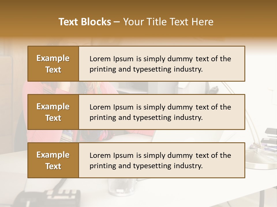 Woman In Home Office On Phone PowerPoint Template