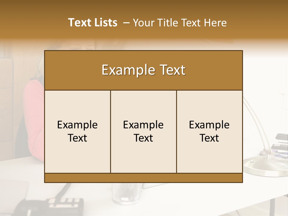 Woman In Home Office On Phone PowerPoint Template