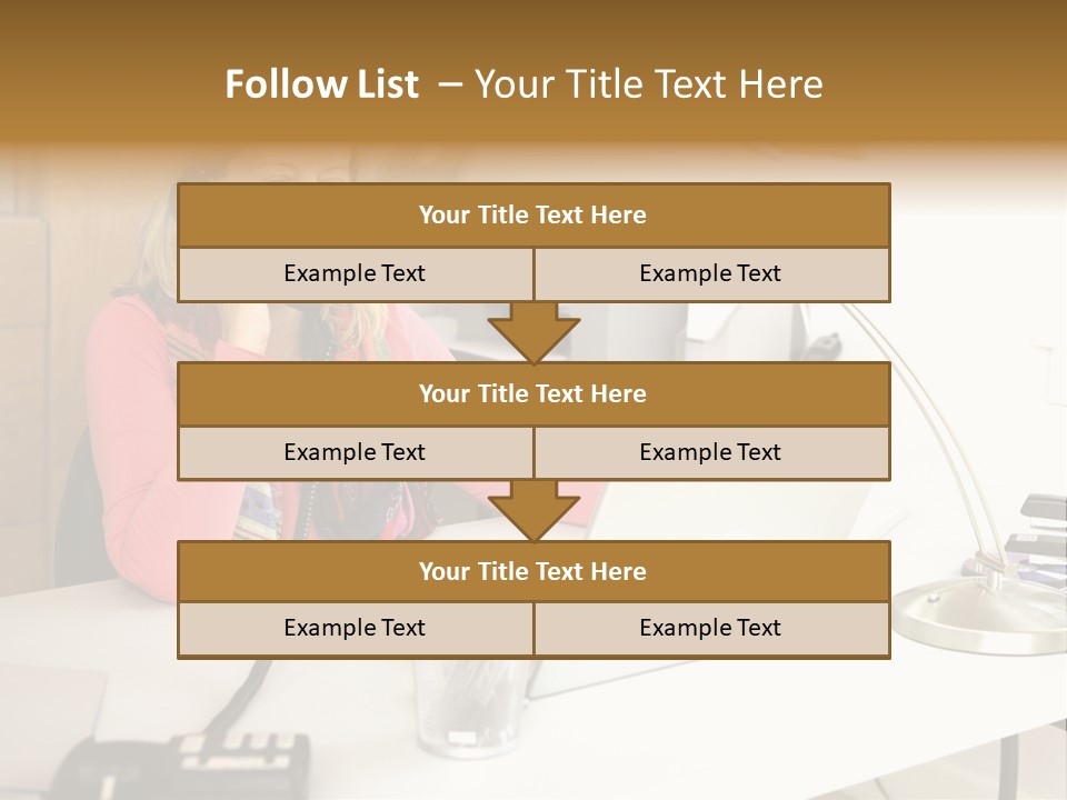 Woman In Home Office On Phone PowerPoint Template