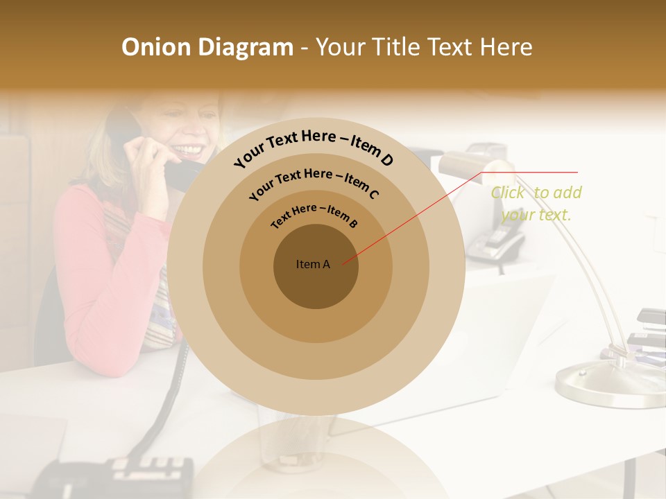 Woman In Home Office On Phone PowerPoint Template