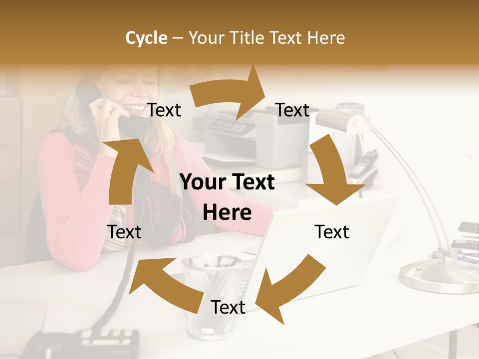 Woman In Home Office On Phone PowerPoint Template