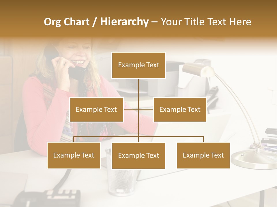 Woman In Home Office On Phone PowerPoint Template