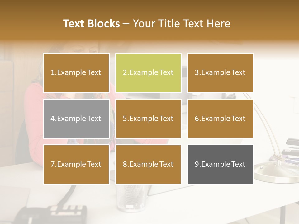 Woman In Home Office On Phone PowerPoint Template